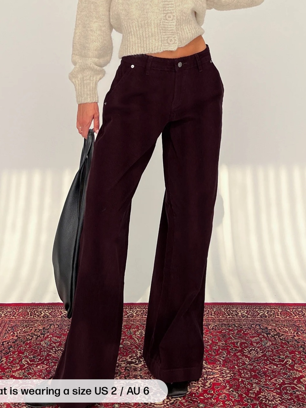 NWT PRINCESS POLLY Jacynda Low Waist Wide Leg Corduroy Jeans Currant